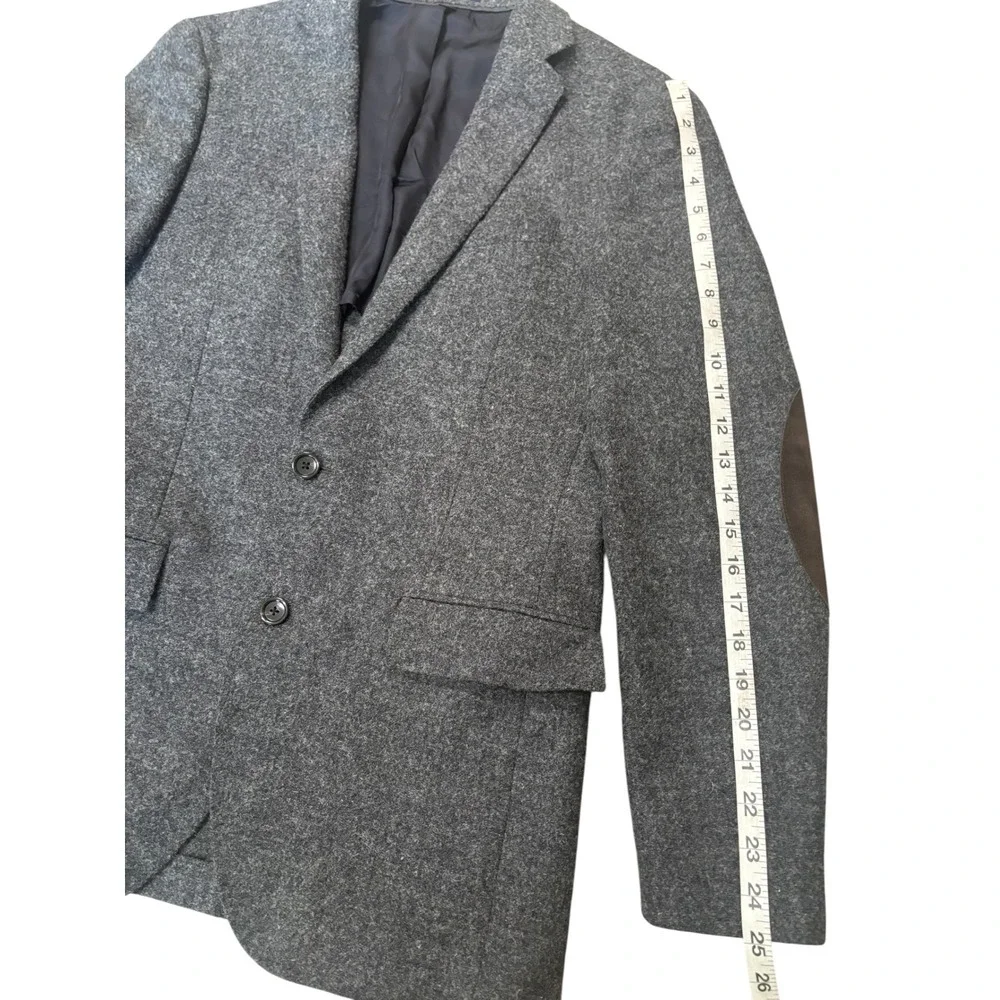 J. Crew Ludlow Blazer Moon Fabric Wool Tweed Elbow Patch 36R Gray Career Office